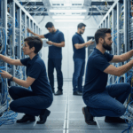 network support services for ventura. Technicians working in server room.